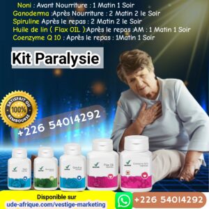 Traitement Kit Paralysie Vestige Marketing ude-afrique Noni Ganoderma Coenzyme Q 10 Spiruline Huile de lin ( Flax OIL )