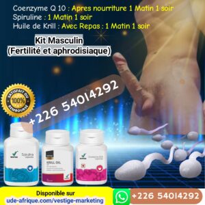 Vestige Marketing ude-afrique ki's knight industrie's Tondraga Fertilité aphrodisiaque Coenzyme Q 10 Spiruline FLAX OIL/Huile de Lin
